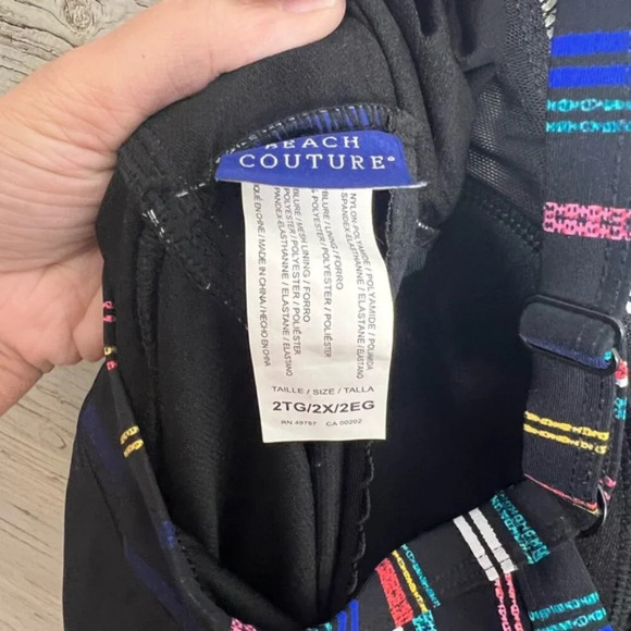 Beach couture swimsuit one piece black striped size 2x - Picture 5 of 9